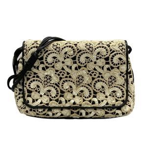 Chanel Lace Sequin Lambskin Shoulder Bag Black Ivory White